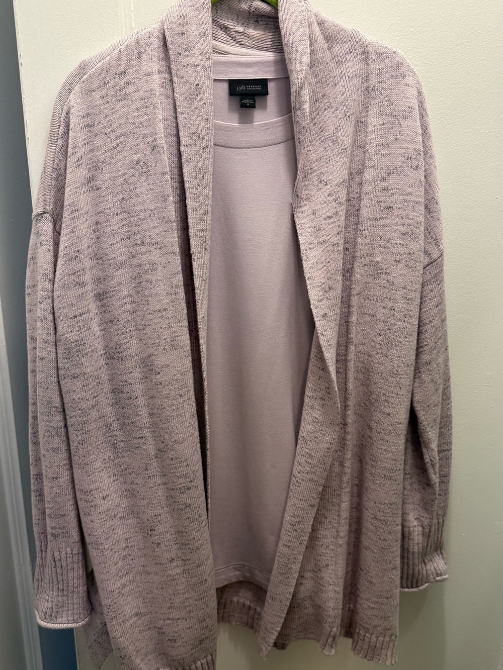 JJIll NWOT. Joan Vass Dusty Lavender Open-Front Shawl Cardigan
